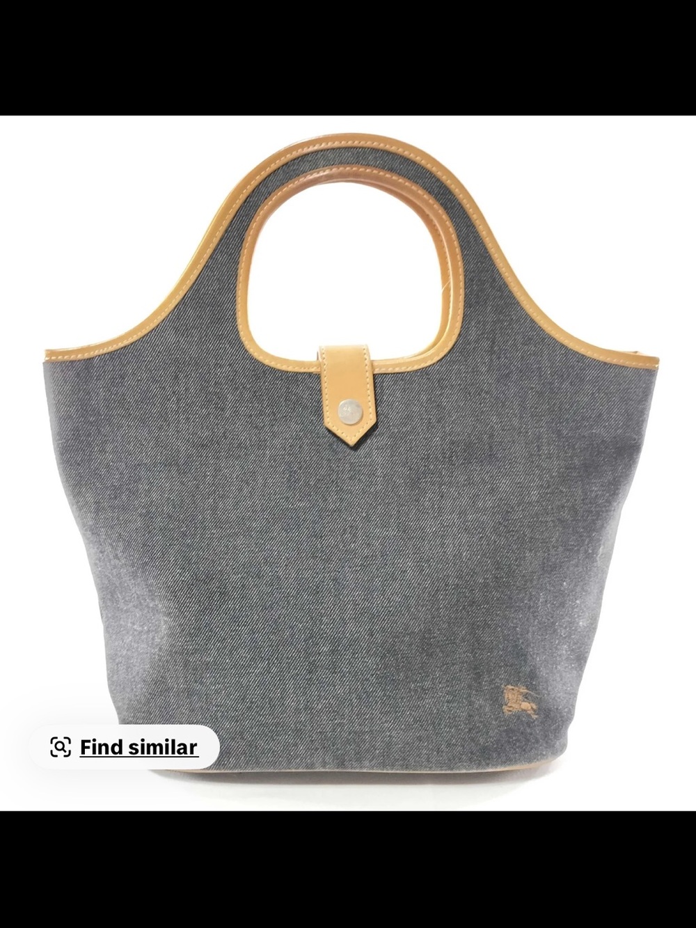 Burberry denim Canvas Tote with Tan Trim - Women Bags